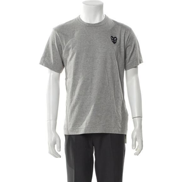 Comme Des Garçons Play Men's Gray Double Heart Logo Short Sleeve T-Shirt Large - Picture 2 of 7